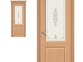 Межкомнатная дверь Браво Шпон Статус-13 Ф-01 Дуб, стекло Худ.