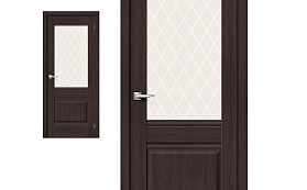 Межкомнатная дверь Браво Эко Шпон Прима-3 Wenge Veralinga, стекло White Сrystal