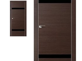 Межкомнатная дверь Profil Doors экошпон серия Z 3Z Венге Кроскут полотно со стеклом Черный лак (кромка с 2-х сторон хром Eclipse)