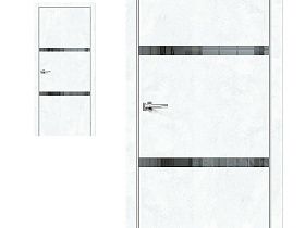 Межкомнатная дверь Браво Эко Шпон Браво-2.55 Snow Art, стекло Mirox Grey