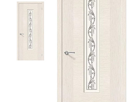 Межкомнатная дверь Браво Рондо Ф-22 БелДуб, стекло Худ.