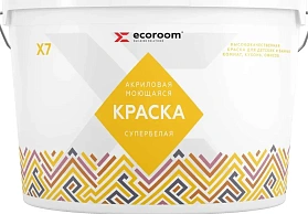 Краска акриловая Ecoroom моющаяся Х-7, cупербелая, 14 кг