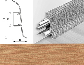Напольный плинтус Идеал Оптима (пластиковый с кабель-каналом) 241 Вишня 55/22 мм, 1 м.п.