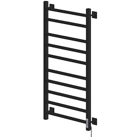 Полотенцесушитель электрический кабельный Ника STEP-2 100x50 RAL9005, черный матовый, правый тэн