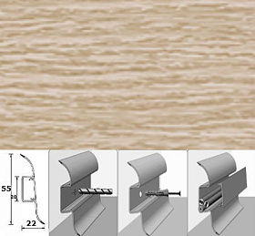 Напольный плинтус Идеал Комфорт (пластиковый с кабель-каналом) 213 Дуб северный (55x22x2500 мм), 1 м.п.