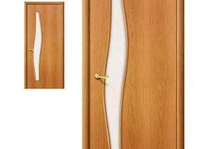 Межкомнатная дверь Браво Финиш Флекс Direct 6С Л-12 МиланОрех, стекло Сатинато