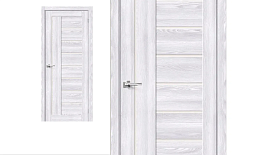 Межкомнатная дверь Браво Эко Шпон Браво-29 Riviera Ice, стекло Magic Fog