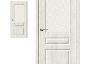 Межкомнатная дверь Браво Винил Скинни-15 Casablanca, стекло White Сrystal