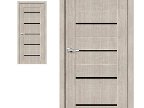 Межкомнатная дверь Браво Эко Шпон Мода-22 Black Line Cappuccino