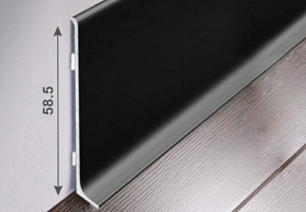 Алюминиевый напольный плинтус Bonkeel 58,5х11,2х2500 мм, черный, 1 м.п.