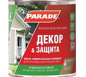 Эмаль Parade Classic А1 Декор & Защита универсальная алкидная матовая,  База А 0,75л