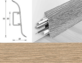 Напольный плинтус Идеал Оптима (пластиковый с кабель-каналом) 213 Дуб северный 55/22 мм, 1 м.п.