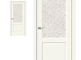 Межкомнатная дверь Браво Винил CPL NC33 Luna, стекло White Сross