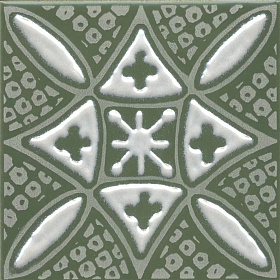 Декор Kerama Marazzi Марокканская коллекция Бахия KMD3STA019GN Декор 2 зеленый глянцевый 9,8x9,8x0,7