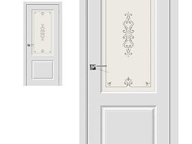 Межкомнатная дверь Браво Винил Скинни-13 П-23 (Белый), стекло Худ.