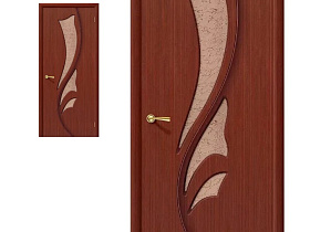 Межкомнатная дверь Браво Шпон Эксклюзив Ф-15 Макоре, стекло Риф.