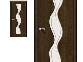 Межкомнатная дверь Браво Винил Start Вираж-2 Dark Barnwood, стекло Art Glass