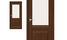 Межкомнатная дверь Браво Эко Шпон Прима-3 Brown Dreamline, стекло White Сrystal