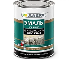 Эмаль алкидная для радиаторов ЛАКРА, белый полуматовый Л-С, 0.9 кг