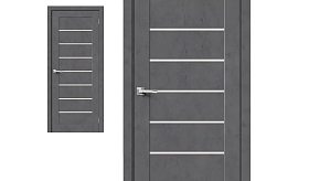 Межкомнатная дверь Браво Эко Шпон Браво-22 Slate Art, стекло Magic Fog