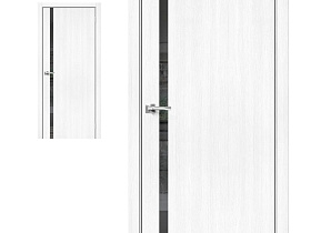 Межкомнатная дверь Браво Эко Шпон Браво-1.55 Snow Veralinga, стекло Mirox Grey