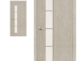 Межкомнатная дверь Браво Эко Шпон Тренд-4 Cappuccino Veralinga, полотно со стеклом Magic Fog