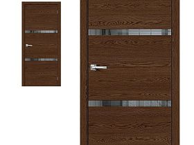 Межкомнатная дверь Браво Эко Шпон Браво-2.55 Brown Skyline, стекло Mirox Grey