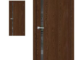 Межкомнатная дверь Браво Эко Шпон Браво-1.55 Brown Dreamline, стекло Mirox Grey