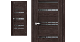 Межкомнатная дверь Браво-30 Wenge Melinga стекло Mirox Grey