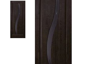 Межкомнатная дверь из массива ольхи Ока Соло Венге, полотно со стеклом (графит с фрезеровкой)	