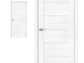 Межкомнатная дверь экошпон Porta X Порта-22 Snow Veralinga, полотно со стеклом сатинато белое "Magic Fog"