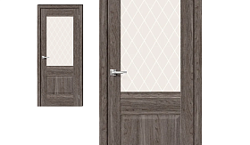 Межкомнатная дверь Браво Эко Шпон Прима-3 Ash Wood, стекло White Сrystal