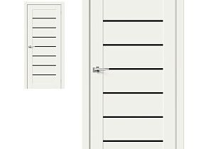 Межкомнатная дверь Браво Хард Флекс Браво-22 White Mix, стекло Black Star