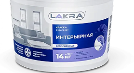 Краска акриловая интерьерная ЛАКРА влагостойкая, белоснежная, 40 кг