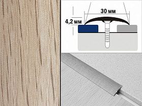 Порог декорированный одноуровневый В1 30х4,2 Дуб беленый