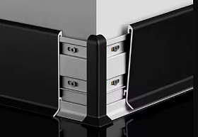 Алюминиевый напольный плинтус Русский профиль, SSZ-60мм анодированный, черный, в компл с крепежом (5шт) 60х11х2500 мм, 1 м.п.