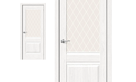 Межкомнатная дверь Браво Эко Шпон Прима-3 White Dreamline, стекло White Сrystal