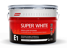 Краска акриловая для потолков Parade PROFFESIONAL E1 SuperWhite глубокоматовая, база A 0,9л