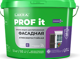 Краска фасадная ЛАКРА PROF IT, База А, 25 кг