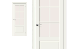 Межкомнатная дверь Браво Эко Шпон Прима-13.0.1 White Mix, стекло Magic Fog