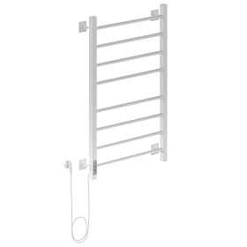 Полотенцесушитель электрический кабельный Ника STEP-3 80x50 RAL9016, белый матовый, левый тэн