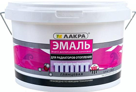 Эмаль акриловая для радиаторов отопления ЛАКРА, белый глянцевый Л-С, 0.9 кг