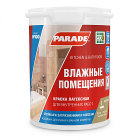 Краска латексная Parade CLASSIC W100 Влажные помещения, матовая, база С 0,9л