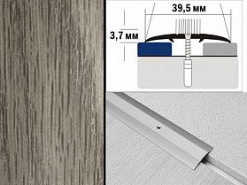 Порог декорированный полукруглый А5 39,5х3,7 мм Дуб пепельный