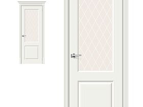 Межкомнатная дверь Браво Эмаль Скинни-13 Whitey, стекло White Сrystal