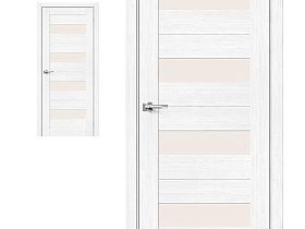 Межкомнатная дверь экошпон Porta X Порта-23 Snow Veralinga, полотно со стеклом сатинато белое "Magic Fog"