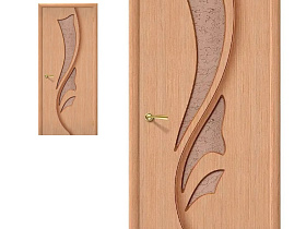 Межкомнатная дверь Браво Шпон Эксклюзив Ф-01 Дуб, стекло Риф.