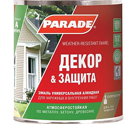 Эмаль Parade Classic А1 Декор & Защита универсальная алкидная матовая,  База C 0,75л