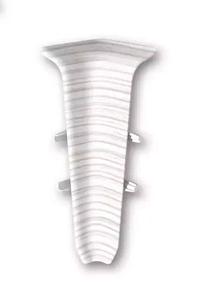 Угол внутренний для плинтуса Deconika Д-П100-В (пластиковый с кабель-каналом) 255 Ясень бьянко, 100мм