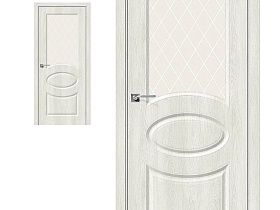 Межкомнатная дверь Браво Винил Скинни-21 Casablanca, стекло White Сrystal